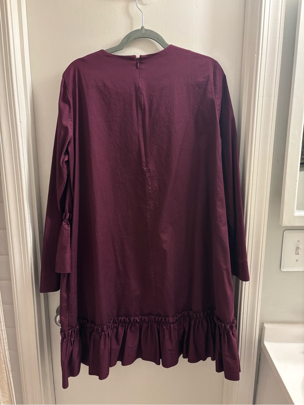 COS Long Sleeve Ruffle-Hem Dress in Plum - Picture 2 of 5